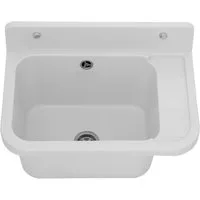 Lavre Waschbecken Vigo, Kunststoff Spülbecken Waschtrog Ausgussbecken, 50x33x21 cm, weiß