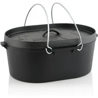 BBQ-Toro Grilltopf Dutch Oven 9,3 Liter, Gusseisen Kochtopf ohne Füße, eingebrannt, Gusseisen