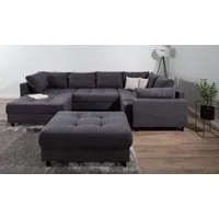 COLLECTION AB Wohnlandschaft Toni U-Form, B: 298 cm, Set: Sofa & Hocker, 2 Zierkissen, Federkern
