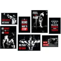 Hyggelig Home Poster Sport Motivation - Premium Poster Set OHNE & MIT Rahmen - 7 Wandbilder, Sprüche (Set, 7 St), Collage Fitness, Qualitätsdruck auf dickem Papier