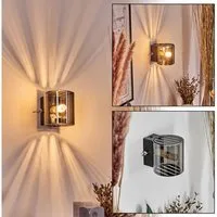 hofstein Wandleuchte Wandlampe aus Metall/Glas in Schwarz/Rauchfarben, ohne Leuchtmittel, moderne Up&Down-Leuchte mit Lichteffekt, Schalter am Gehäuse, G9
