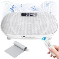 MERACH Vibrationsplatte mit Bluetooth, Widerstandsband, Ganzkörper Sportgerät, 10 Intensitätsstufen, LED-Display, für Gewichtsverlust, Formung, Training Bauch Beine Gesäß