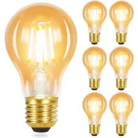 ZMH LED-Leuchtmittel E27 A60, Vintage Edison Glühbirne 4W, 2700K warmweiß, E27, 6 St., warmweiß, Filament klar, Retro LED-Lampe