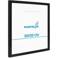 PHOTOLINI Bilderrahmen modern mit bruchsicherem Acrylglas, Holz MDF für Fotos & Poster, für 1 Bilder (1 Einzelrahmen), Posterrahmen 30x30 cm quadratisch zum Aufhängen