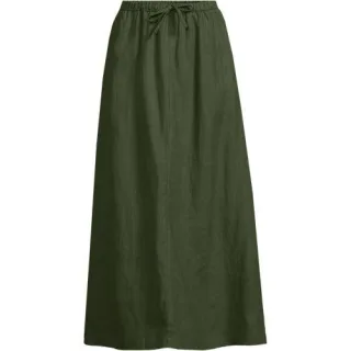 Leinen-Midirock für Damen, Damen, size: regular, Weiß, Leinen, by Lands' End