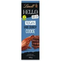 LINDT Schokolade, Lindt Hello Vegan Dark Crunchy Cookie mit dunklen Keksstückchen 100g