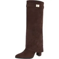 Ital-Design Elegante Stiefel mit raffinierten Details für Damen High-Heel-Stiefel (90471354) Blockabsatz Stiefel in Braun