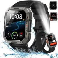 blackview Smartwatch Herren W60, 900mAh( 30 Tage Akkulaufzeit) , Bluetooth-Anrufe Smartwatch (5.1 cm/2.01 Zoll, iOS/Android) Set, 1-tlg., 3xRiemen (Metallarmband+Silikonarmband+Geflochtenesband) und Ladekabel, Sprachassistent,LED-Taschenlampe,Kompass