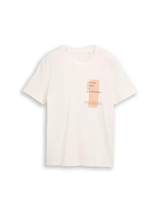 Denim Tom Tailor - T-Shirt mit Print wool white - Gr. - XL