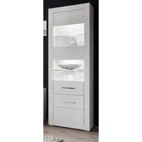Furn.Design Stauraumvitrine Carrara (Standvitrine in weiß, 2-türig, 65 x 198 cm) Hochglanz