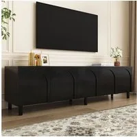 Merax Lowboard Fernsehtisch mit geschwungenem Design (180 x 38 x 45 cm (L x B x H), 1 St), TV-Schrank mit 5 Türen, Metallfüßen & Kabeldurchlass