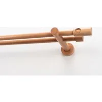 GARESA Gardinenstange PANDRI, Ø 20 mm, 2-läufig, Wunschmaßlänge, mit Bohren, verschraubt, Holzwerkstoff, Vorhanggarnitur, verlängerbar, gerader Knopf mit Ausschnitt
