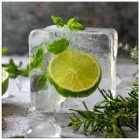 artissimo Glasbild Bild aus Glas 30x30 cm / Wandbild Küche / Küchendeko Wand, Küchenbild: Eiswürfel mit Limetten