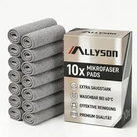 Allyson Putzeimer Bodenwischer Set mit Eimer, trennt Schmutz von Frischwasser, (Komplett-Set für alle Hartböden), 10x Mikrofaser Pads – Extra Saugstarke Ersatzbezüge für Bodenwischer