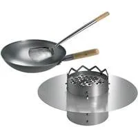 WOK'N BBQ Komplettpaket, für 67cm Kugelgrill edelstahl/holz, 3-teilig