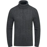 behype Rollkragenpullover BSLANA Grobstrick Zopf-Muster Winterpullover Strickpullover