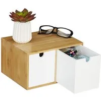 relaxdays Schreibtischaufsatz Schreibtisch Organizer 2 Schubladen, weiß