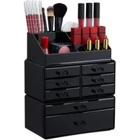relaxdays Make-Up Organizer mit 8 Schublade, schwarz