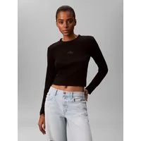 Calvin Klein Jeans Langarmshirt Rundhalsausschnitt, figurbetonte Passform, Logodruck