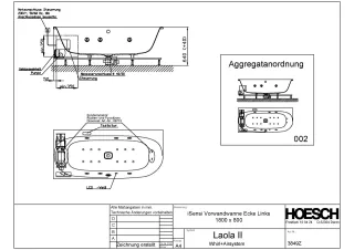 Hoesch Monolith Einbau Whirlwanne iSensi Vorwand 1800x800 links mit Laola II 3849Z.010305002