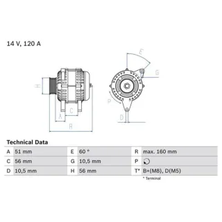 Bosch Lichtmaschine 120A Opel Calibra Omega Vectra Saab 900 9000