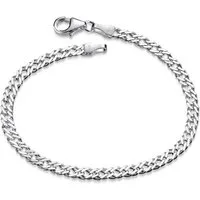 Materia Armkette Damen Silber Zwillings-Panzerkette 3,9mm SA-136, 925 Sterling Silber, rhodiniert