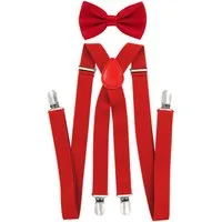 axy Hosenträger Herren Hosenträger mit Fliege Set (2-St., 2er Set) 4 Stabile Clips X-Form 2,5cm Breit verstellbar und elastisch
