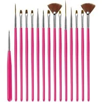 KINSI Kosmetikpinsel-Set 15 Nagelbürsten-Werkzeug-Set, Nagelbürsten-Set für UV-Kleber, 15 tlg., Multifunktional Acryl Nagel Kunst Pinsel, Painting Salon and DIY