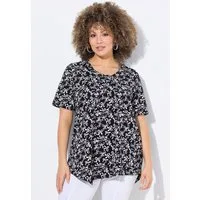 Ulla Popken T-Shirt T-Shirt Schleifen Biesen A-Linie Rundhals Halbarm