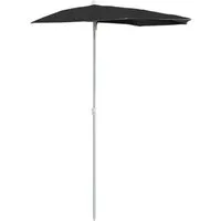 vidaXL Sonnenschirm Halb-Sonnenschirm mit Mast 180x90 cm Schwarz