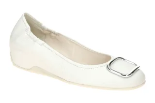 H?gl 3723 NIKI Ballerinas Damen wei?-creme Keilabsatz Glattleder Gummisohle