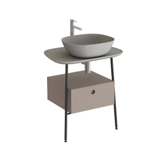 VitrA Plural Waschtischunterbau mit 1 Vollauszug und Konsolenplatte 68 x 49 x Sandbeige Matt,81031 81031