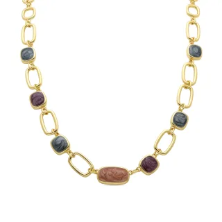 Luxenter Multicolour-Harz-Halskette aus 18K Gelbgold - Orzur