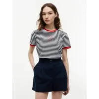 Tommy Hilfiger Kurzarmshirt TH ROUNDAL REG C-NK SS TEE mit kontrastfarbenen Bündchen