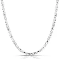 Tony Fein Silberkette Königskette 3,8 mm 925er Silber Hochglanzpoliert Diamantiert, Made in Italy für Damen und Herren