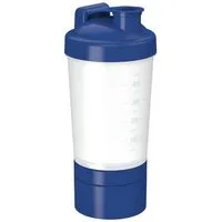 elasto Protein Shaker 400ml Fitness shaker mit 2 Fächern inkl. Sieb und Skala, Shaker für Eiweiß- & Sportgetränke, auslaufsicher, einfache Reinigung
