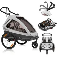 lionelo Fahrradkinderanhänger CAMA, 2in1 / SIQ / All-round-safety/ Head+/UPF 50+/60l Kofferraum