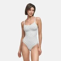 cfab (creamy fabrics) Shaping-Body Bodysuit Sculpting Shapewear mit String-White Polka Dot-5XL (1-tlg)