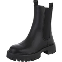 Ital-Design Stylische Chelsea-Boots mit Profilsohle für Damen Plateaustiefelette (90169433) Blockabsatz Stiefeletten in Schwarz