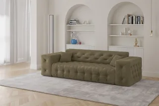 Sofa Designersofa CHANTAL 3-Sitzer in Stoff Moly Grün