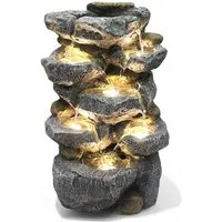 Arnusa Gartenbrunnen Zimmerbrunnen Wasserfall BK802 Gartendekoration Felsen warmweiß, Springbrunnen mit Beleuchtung komplett Set