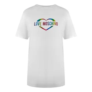 Moschino T-shirt Mit Mehrfarbigem Herzlogo (weiß)