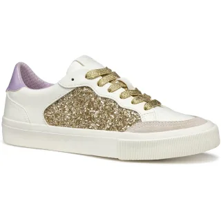 Geox D EMMELENY Damen Sneaker In Optik Weiß/Lichtgold