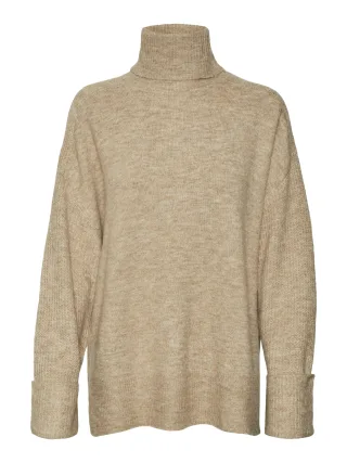 VERO MODA - VMJUPITER LS HIGHNECK PULLOVER BF silver mink - Gr. - M