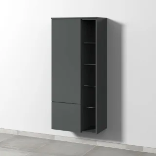 Sanipa 3way Stauraumschrank mit 1 Tür, 1 Auszug und offenen Fächern, Anthrazit-Matt SM18222