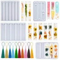 FOUORTUNATE-BEE Silikonform Lesezeichen Silikonform Set mit Loch-Design & Bunten Quasten, (Bastelset für Lesezeichen, Anhänger, Schmuck)