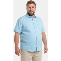 Men Plus Kurzarmhemd Hemd Halbarm Kentkragen Leinenoptik Comfort Fit