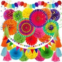 LuxusKollektion Girlande Mexikanische Party Deko 41 Stück Mehrfarbig Papier Girlande