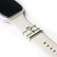 ARTVALL Smartwatch-Armband Apple Watch Charms Set 38/40/41mm & 42/44/45/49mm, Fashion Charms für Smartwatch Herzen mit Strasssteinen Silber