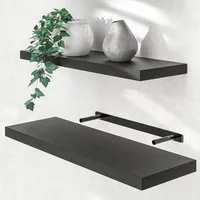 Casaria Wandboard, Schwarz Hängeregal mit Halterung 15kg Tragkraft Küche Matt 70cm